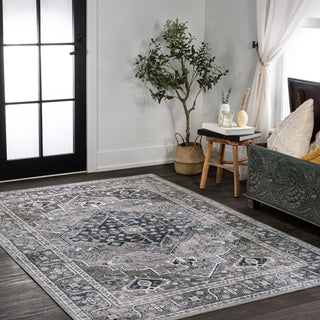 Bright ogee Medallion Washable Area Rug