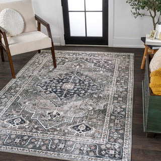 Bright ogee Medallion Washable Area Rug