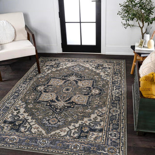 Garza ornate Large Medallion Washable Area Rug