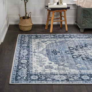 Marsh ornate Medallion Washable Area Rug