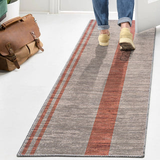 Parker Modern Distressed Stripe Machine-washable Area Rug