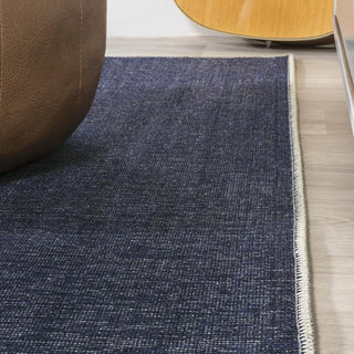 Curry Solid Centre Stripe Machine-washable Area Rug