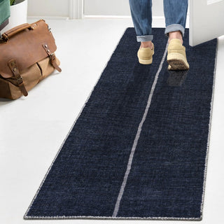 Curry Solid Centre Stripe Machine-washable Area Rug