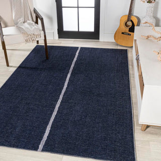 Curry Solid Centre Stripe Machine-washable Area Rug