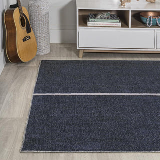 Curry Solid Centre Stripe Machine-washable Area Rug