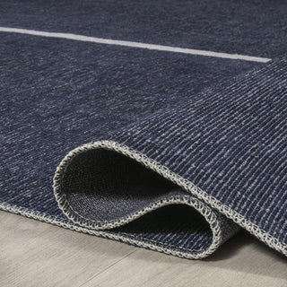 Curry Solid Centre Stripe Machine-washable Area Rug