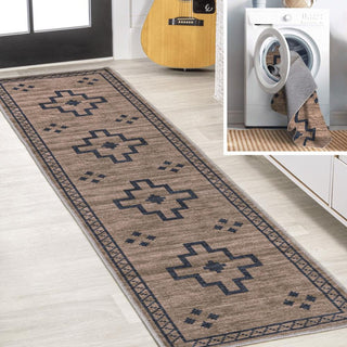 Mona Geometric Medallion Machine-washable Area Rug