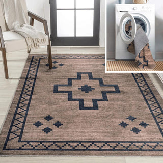 Mona Geometric Medallion Machine-washable Area Rug