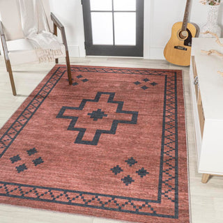 Mona Geometric Medallion Machine-washable Area Rug