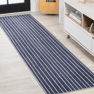 Belle Distressed Ticking Stripe Machine-washable Area Rug