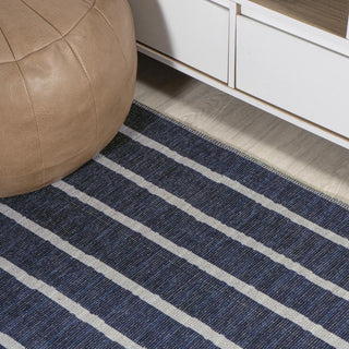 Belle Distressed Ticking Stripe Machine-washable Area Rug