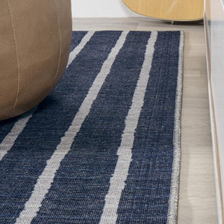 Belle Distressed Ticking Stripe Machine-washable Area Rug