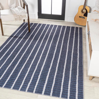 Belle Distressed Ticking Stripe Machine-washable Area Rug