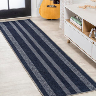 Wallaker Trellis Stripe Machine-washable Area Rug