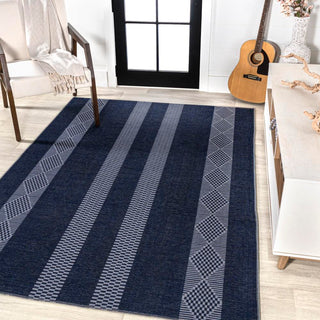 Wallaker Trellis Stripe Machine-washable Area Rug