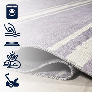 Sand Ticking Stripe Machine-washable Area Rug