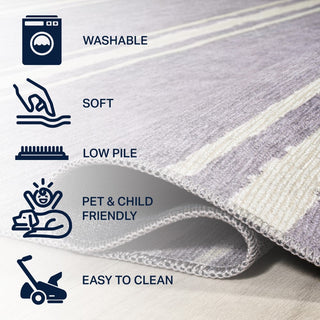 Sand Ticking Stripe Machine-washable Area Rug