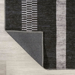 Curry Geometric Striped Machine-washable Area Rug