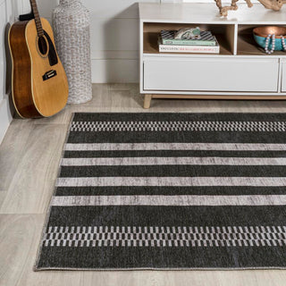 Curry Geometric Striped Machine-washable Area Rug