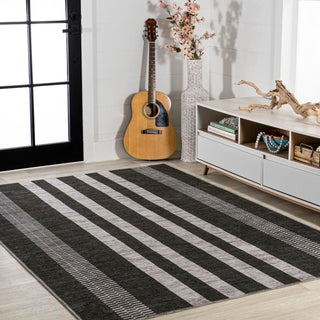 Curry Geometric Striped Machine-washable Area Rug