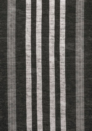 Curry Geometric Striped Machine-washable Area Rug