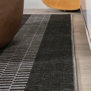 Curry Geometric Striped Machine-washable Area Rug