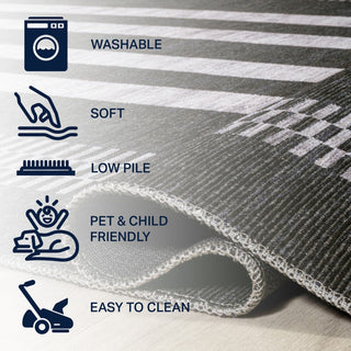 Curry Geometric Striped Machine-washable Area Rug