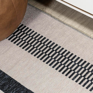 Curry Geometric Striped Machine-washable Area Rug