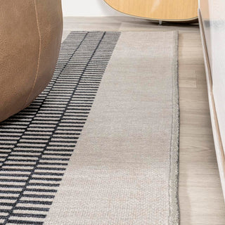 Curry Geometric Striped Machine-washable Area Rug