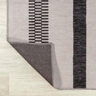 Curry Geometric Striped Machine-washable Area Rug