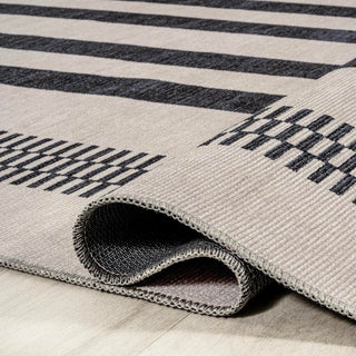 Curry Geometric Striped Machine-washable Area Rug