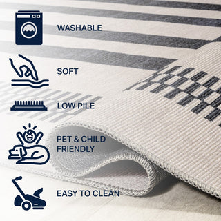 Curry Geometric Striped Machine-washable Area Rug