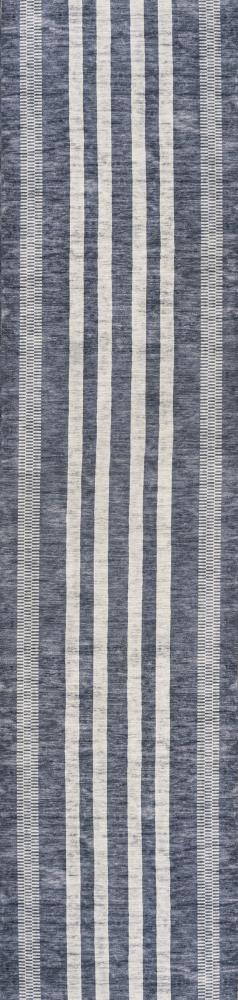 Curry Geometric Striped Machine-washable Area Rug