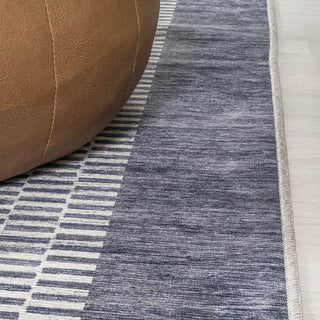 Curry Geometric Striped Machine-washable Area Rug