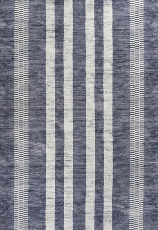 Curry Geometric Striped Machine-washable Area Rug