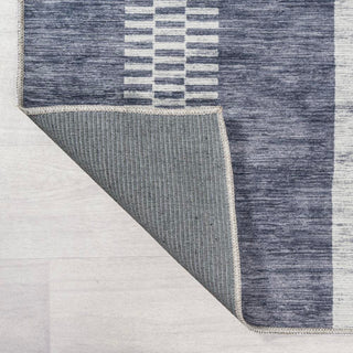 Curry Geometric Striped Machine-washable Area Rug