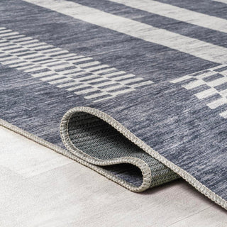 Curry Geometric Striped Machine-washable Area Rug