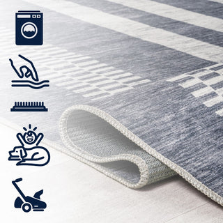 Curry Geometric Striped Machine-washable Area Rug