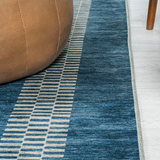 Curry Geometric Striped Machine-washable Area Rug