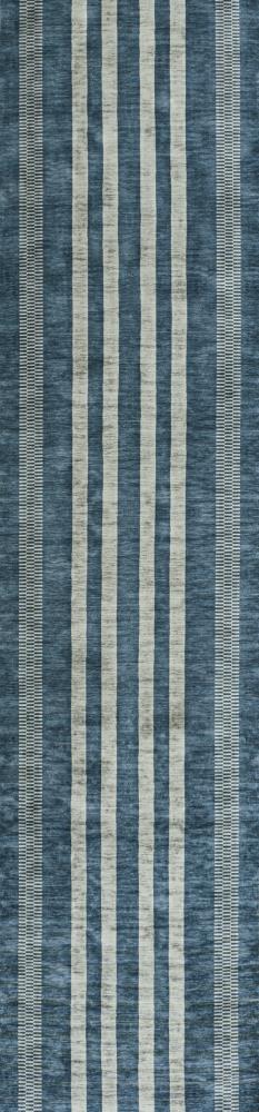 Curry Geometric Striped Machine-washable Area Rug