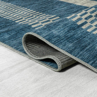 Curry Geometric Striped Machine-washable Area Rug