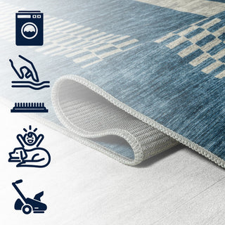 Curry Geometric Striped Machine-washable Area Rug