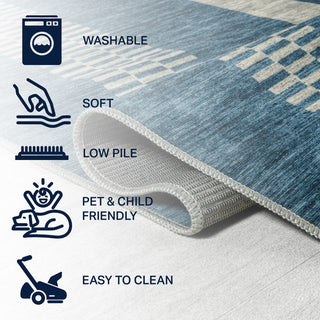 Curry Geometric Striped Machine-washable Area Rug