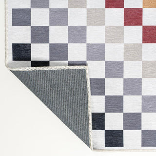 Royale Modern Cottage Checkerboard Washable Area Rug