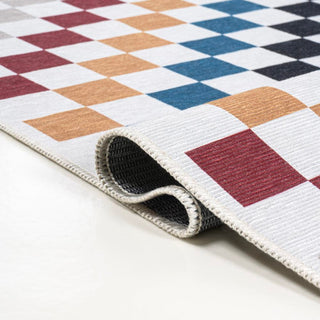 Royale Modern Cottage Checkerboard Washable Area Rug