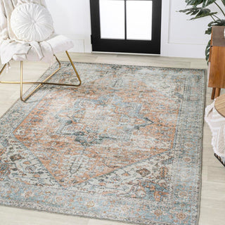 Elida Distressed Medallion Chenille Machine-washable Area Rug