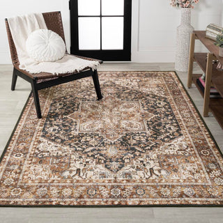 Moora Chenille Mid-century Medallion Machine-washable Area Rug