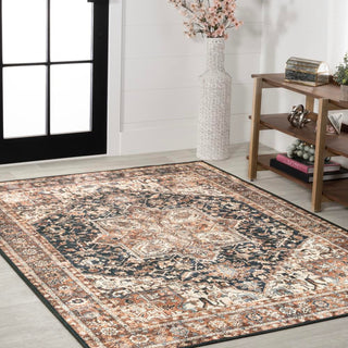 Moora Chenille Mid-century Medallion Machine-washable Area Rug