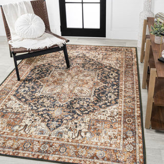 Moora Chenille Mid-century Medallion Machine-washable Area Rug