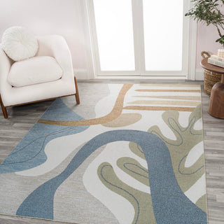 Rocks Abstract Glam Botanical Machine-Washable Area Rug